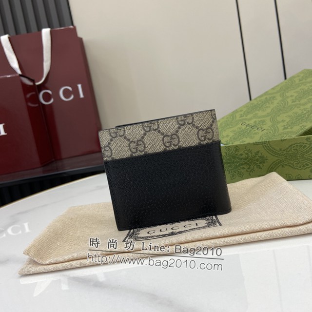 Gucci專櫃古馳最新款飾鏤空互扣式雙G錢包男士短夾錢包 jh2105型號：701420